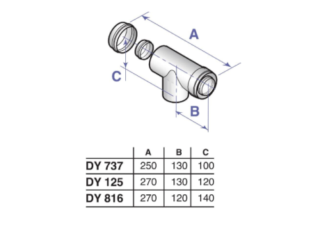 DY125  Тройник с лючком для ревизии (диам. 80/125мм, PPS)